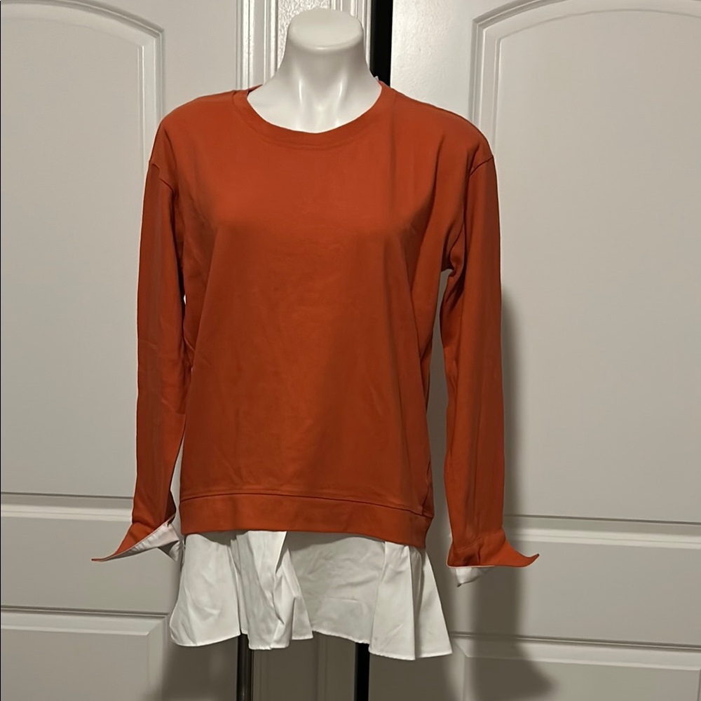 Anthropologie Orange Boxy Asymmetrical Long Sleeve Sweatshirt